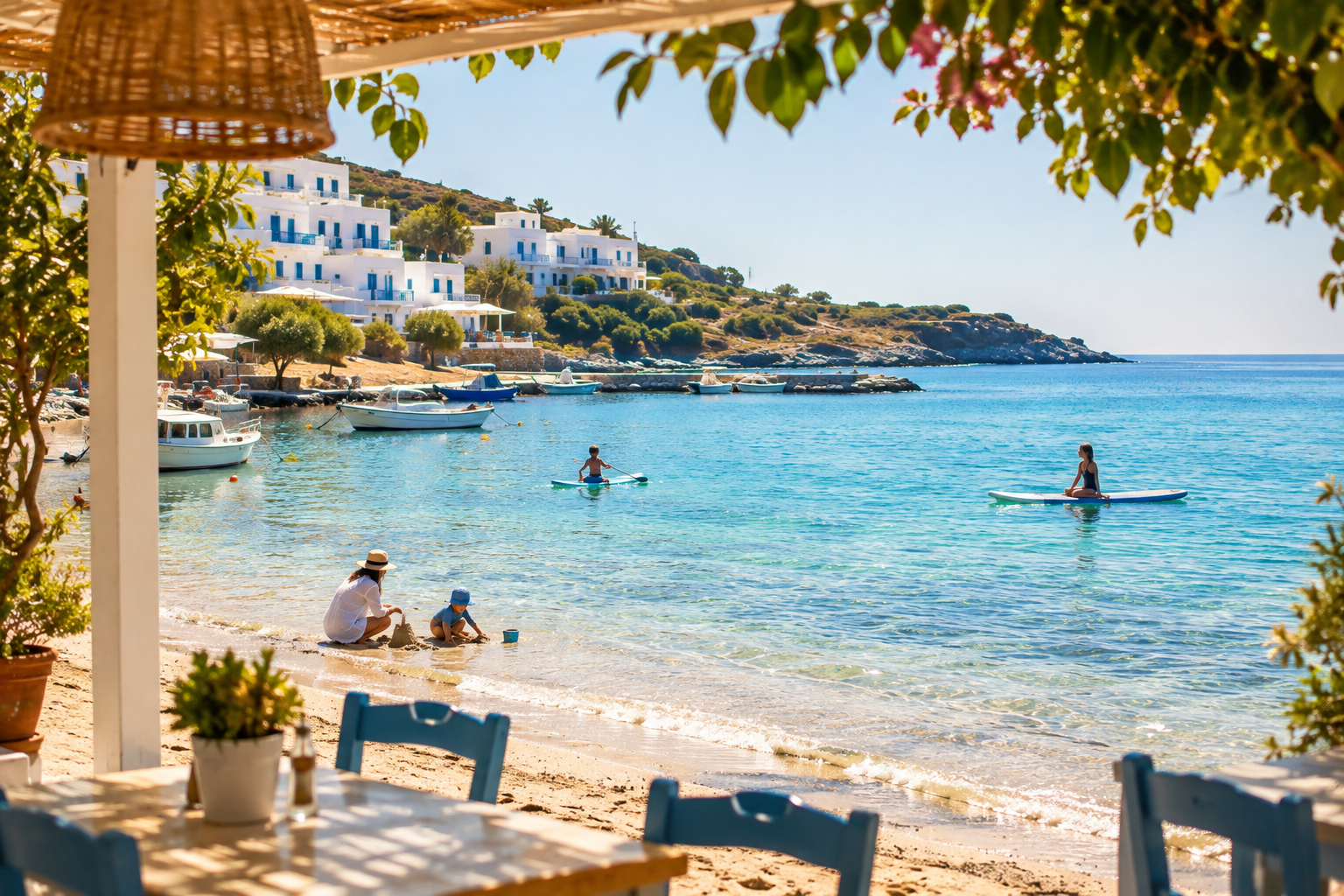 Greek island with whitewashed